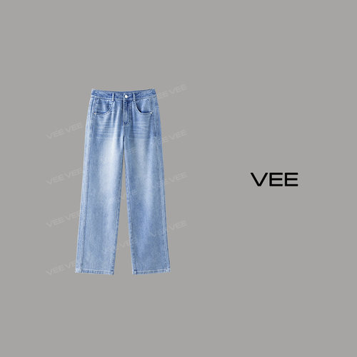 VEE海盐系夏季女直筒牛仔裤