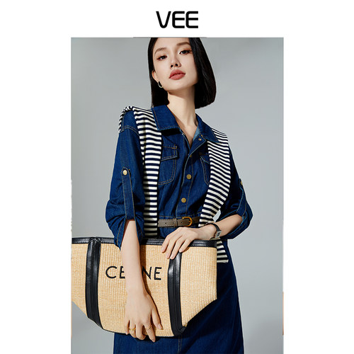 蓝色复古VEE/唯己牛仔连衣裙