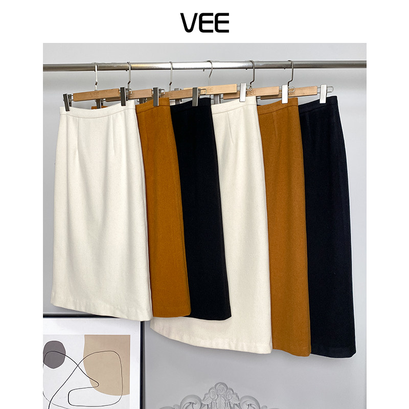 密码半身裙VEE/唯己显瘦简约纯色