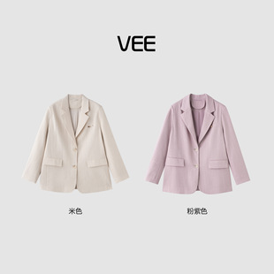 VEE【制片人】纯色休闲简约女士西装外套高级感职场通勤翻领西服