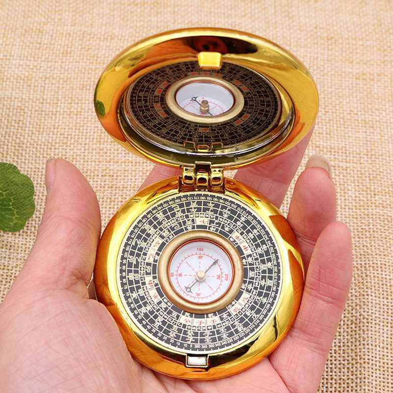 妙如意 袖珍翻盖小罗盘高精准指南针2寸罗经仪寻龙八卦镜玻璃镜