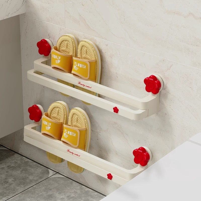 吸盘拖鞋架浴室免打孔卫生间双层