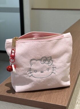 HelloKitty零钱包麂皮绒化妆包新款随身简约便携大容量刺绣收纳包