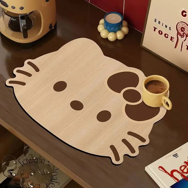 Kitty猫木纹沥水垫硅藻泥家用垫