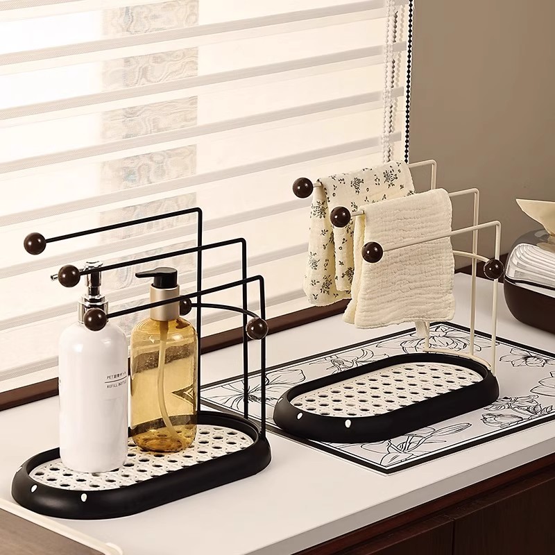 中古风展示架厨房抹布收纳盒