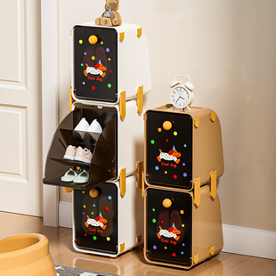 可爱卡通鞋柜家用门口大容量储物柜收纳柜子鞋架一体靠墙置物柜