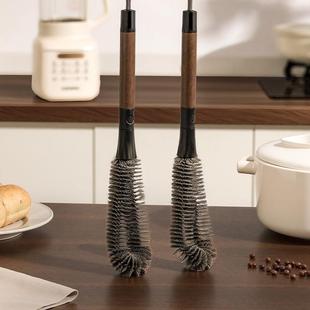 不锈钢杯刷胡桃木长柄水杯清洁刷清洗杯刷多功能二合一洗杯子神器