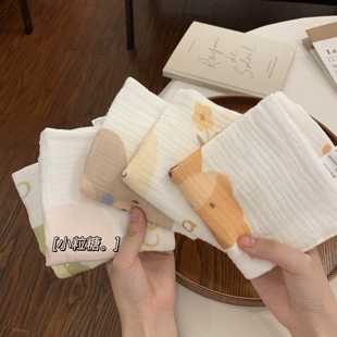 婴儿小方巾宝宝6层纯棉纱布口水巾新生儿卡通手帕儿童洗脸巾