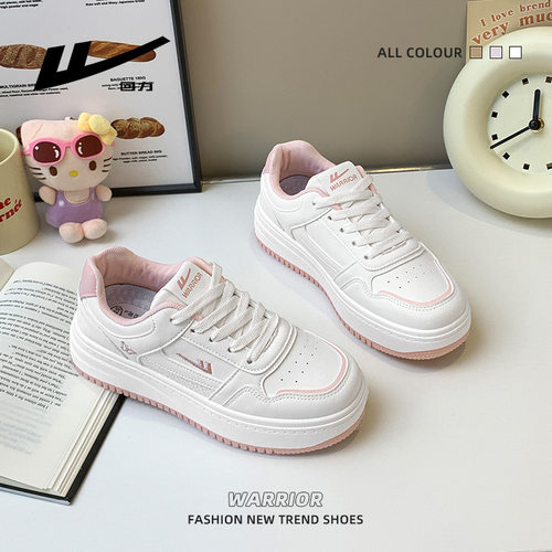 回力甜美草莓粉厚底小白鞋女蝴蝶精致保暖鞋活力刺绣低帮板鞋批发