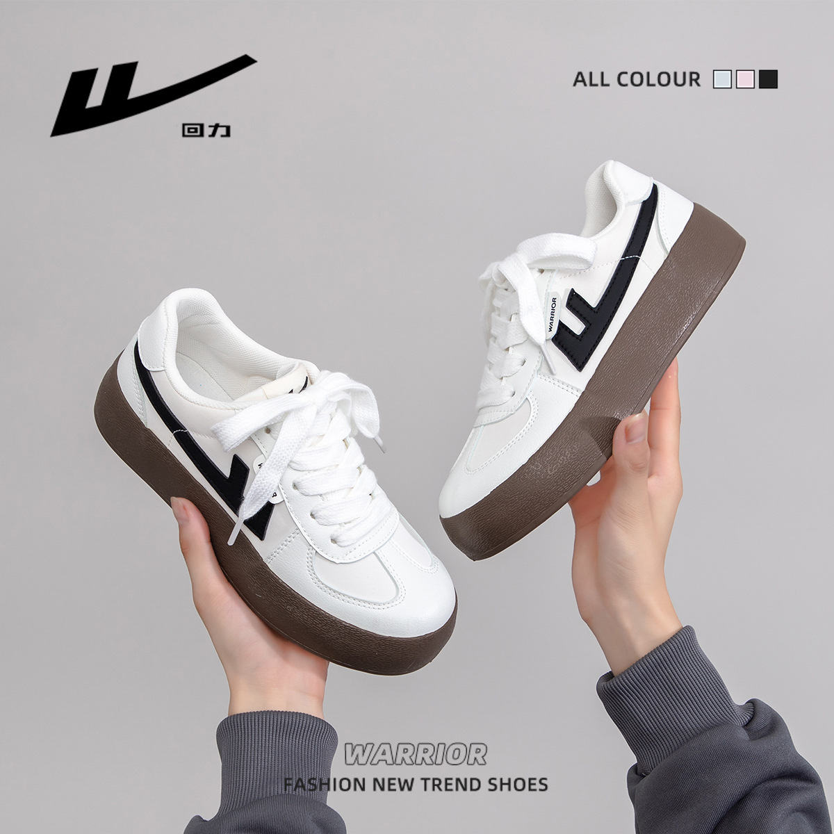 简约时尚厚底板鞋春秋百搭学院风休闲女鞋复古系带低帮鞋批发