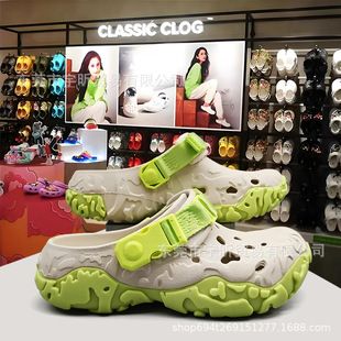 新款特林坦克洞洞鞋男夏季沙滩鞋现货跨境外穿防滑包头凉拖鞋男款