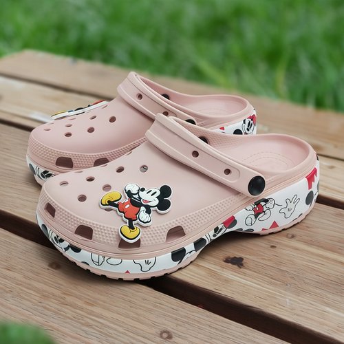 米老鼠云朵包头洞洞鞋厚底增高