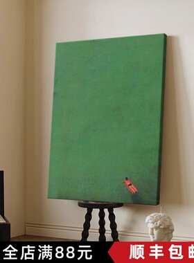 简约高级感抽象艺术装饰画小众仿油画成品绿色卧室客厅玄关摆挂画