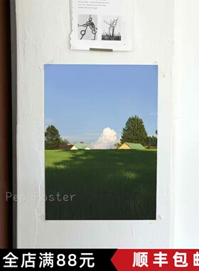 夏日麦田 绿色氛围韩国ins小清新客厅背景墙装饰画卧室海报墙贴画