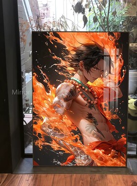 海贼王卡通动漫装饰画路飞人物男孩酷炫小众氛围感卧室客厅摆挂画