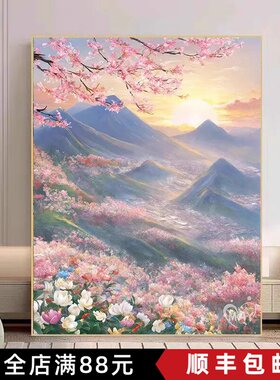 瑰丽山河中式风景装饰画仿油画小众高级感唯美大气卧室客厅摆挂画