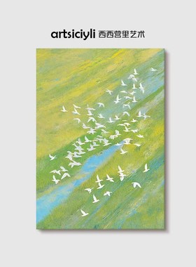 田园风和平鸽装饰画成品仿油画风景高级感清新唯美卧室客厅摆挂画