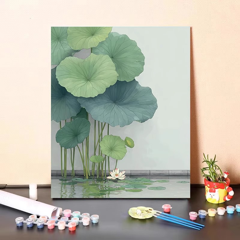 成品高颜值小众荷花装饰画夏日风景中式水墨风意境卧室客厅摆挂画图片