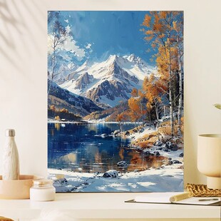 冬日雪景装饰画成品仿油画风景唯美治愈高级感清新卧室客厅摆挂画