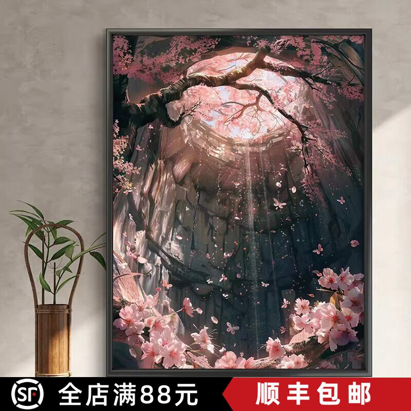 高级感风景花卉装饰画陈工仿油画唯美治愈清新复古卧室客厅摆挂画