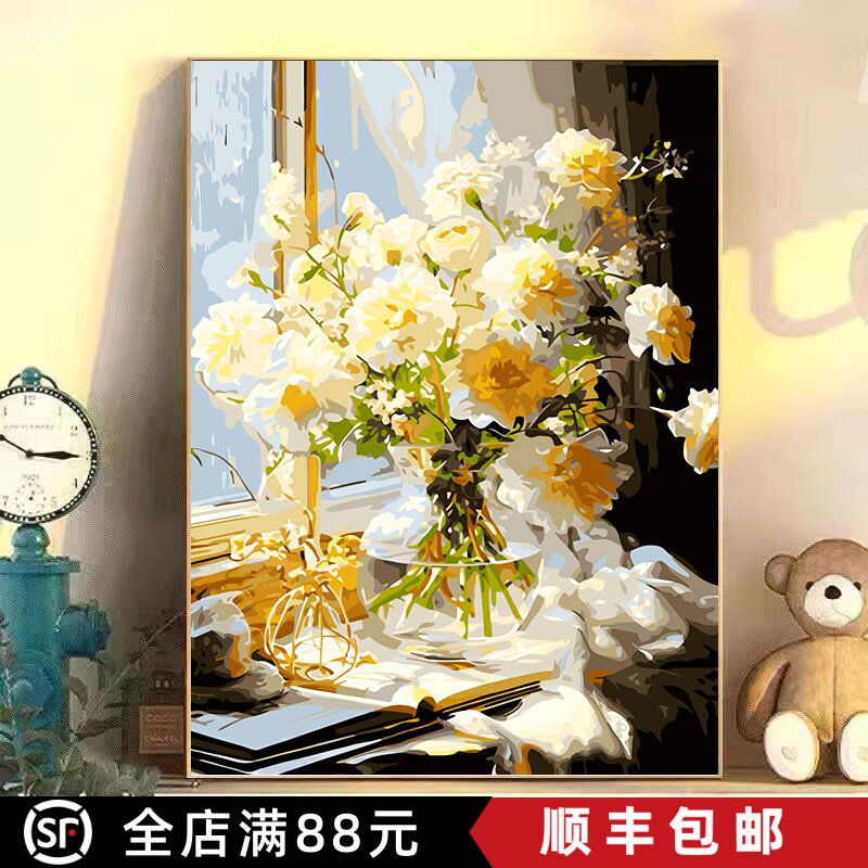 现代装饰画成品仿油画复古花卉人物高级氛围感唯美卧室客厅摆挂画
