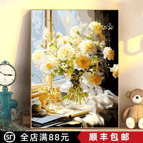 现代装饰画成品仿油画复古花卉人物高级氛围感唯美卧室客厅摆挂画
