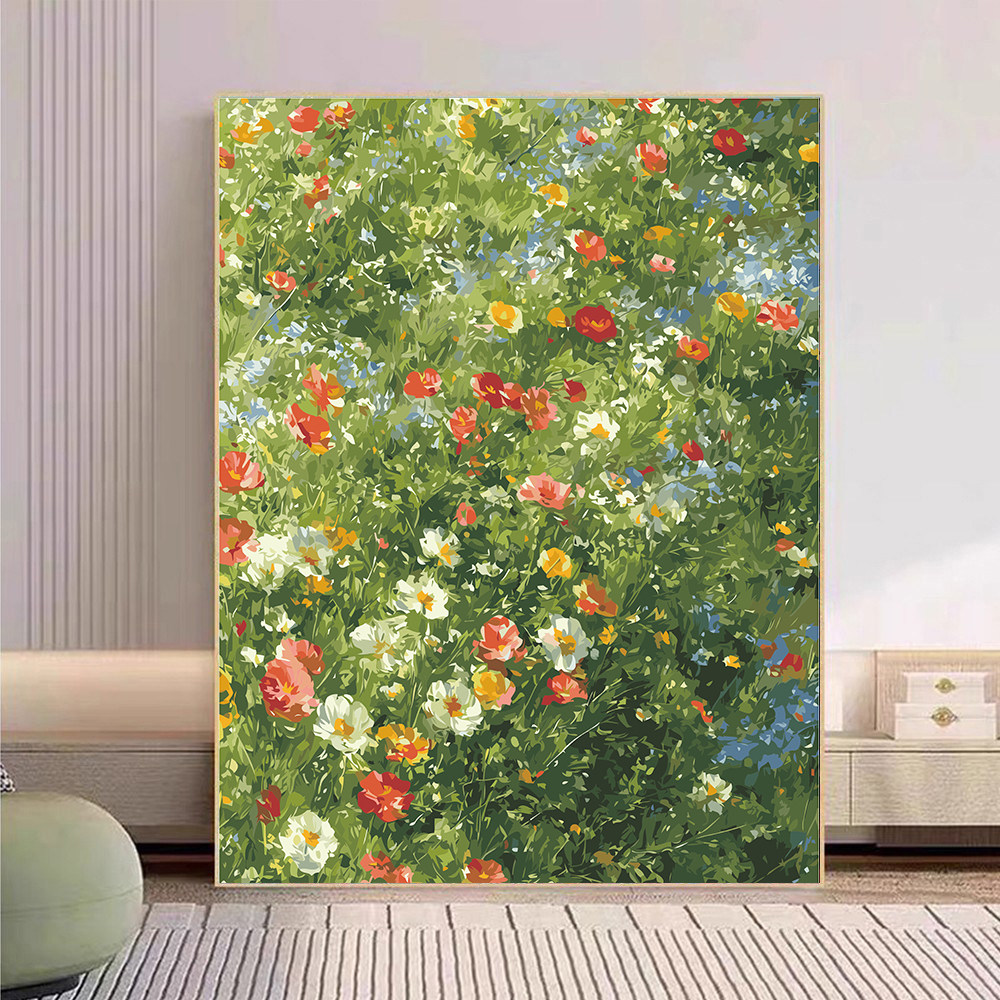 创意唯美小众艺术花卉装饰画氛围感仿油画风景治愈卧室客厅摆挂画