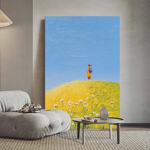 田野蓝天装 饰画成品仿油画风景唯美清新奶油风治愈卧室客厅摆挂画