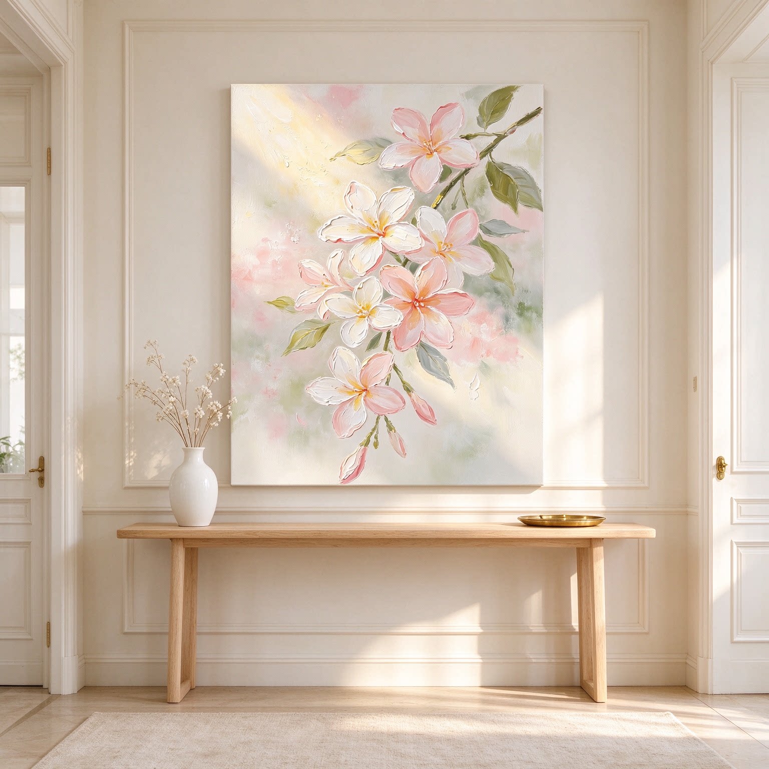 奶油风景花卉装饰画治愈系仿油画唯美清新艺术氛围卧室客厅摆挂画