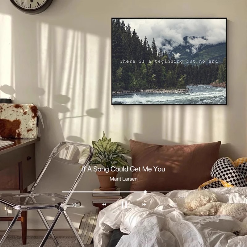 横版自然风景装饰画现代简约高级感小众清新治愈系卧室客厅摆挂画