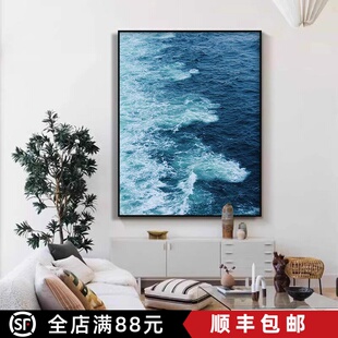 大海浪装饰画风景现代简约高级感小众艺术治愈系清新卧室客厅挂画