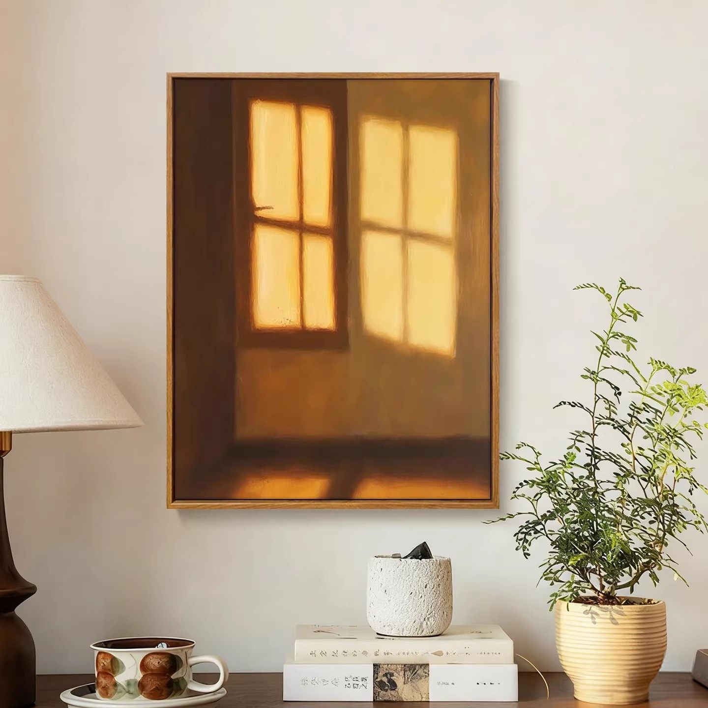 窗外光影装饰画现代简约北欧风唯美高级感喷绘成品卧室客厅摆挂画,家居饰品,现代装饰画,淘宝优惠券,粉丝福利购,淘宝优惠卷