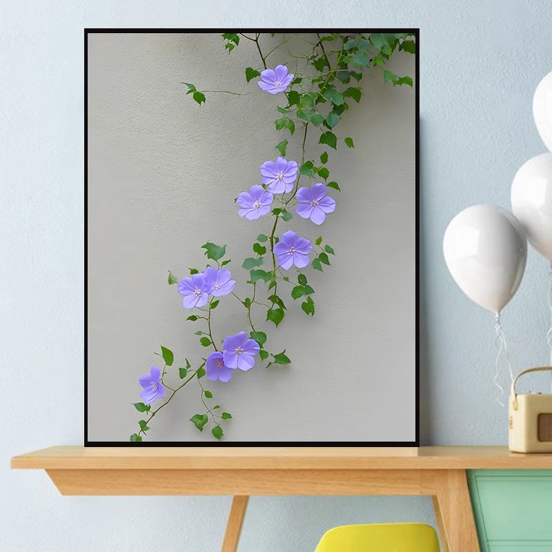 成品郁金香花卉装饰画唯美简约小众高级感仿油画高清卧室客厅挂画图片
