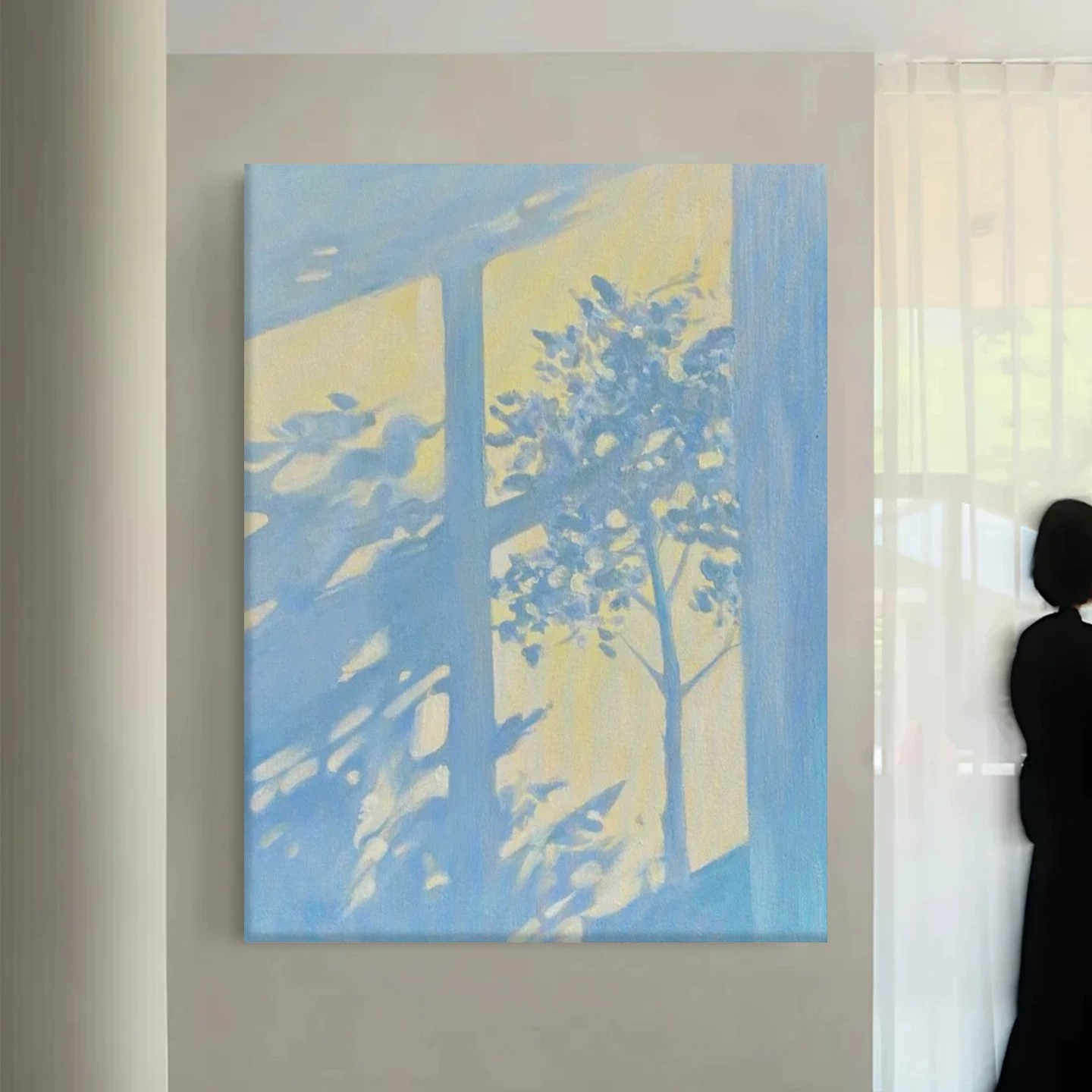 抽象光影小众装饰画简约仿油画风景唯美高级感艺术卧室客厅摆挂画