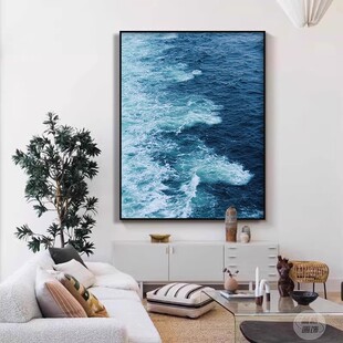 大海浪装饰画风景现代简约高级感小众艺术治愈系清新卧室客厅挂画