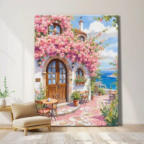 海畔花阁宫崎骏装饰画仿油画风景唯美治愈清新浪漫卧室客厅摆挂画