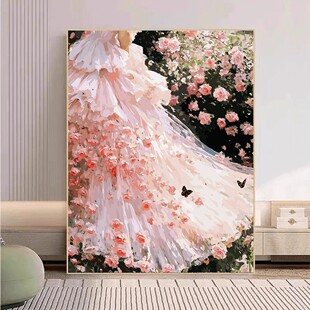 饰画成品仿油画风景人物花卉高级感复古卧室客厅摆挂画 玫瑰人生装
