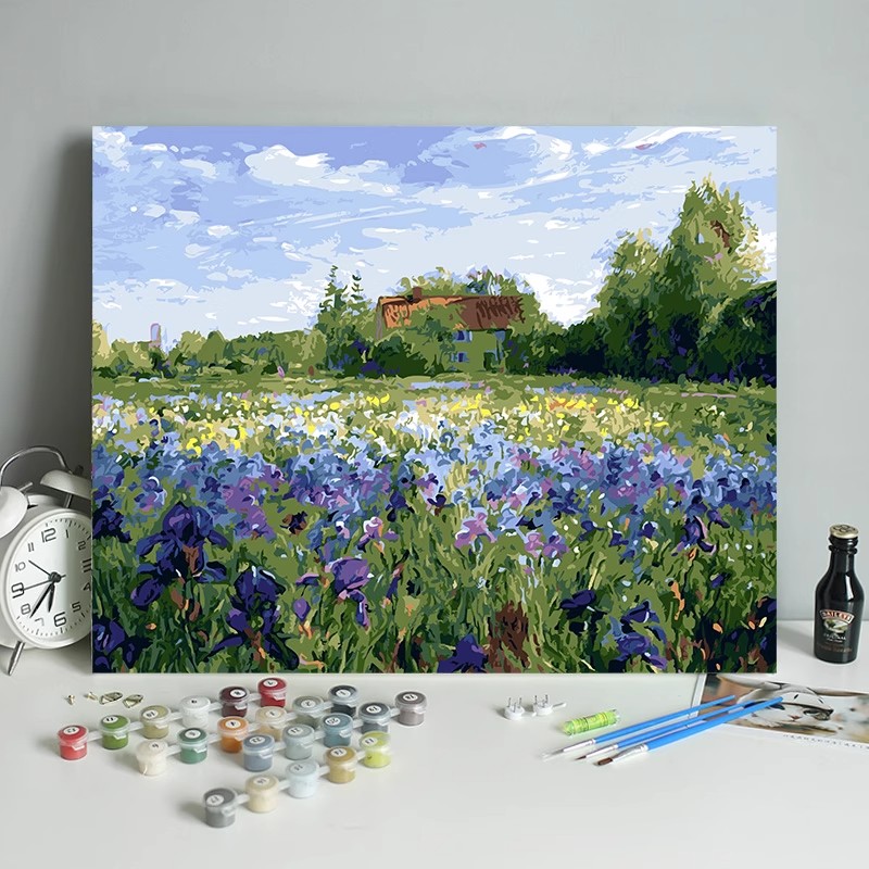 春天花卉田园装饰画成品仿油画风景清新唯美治愈系卧室客厅摆挂画图片