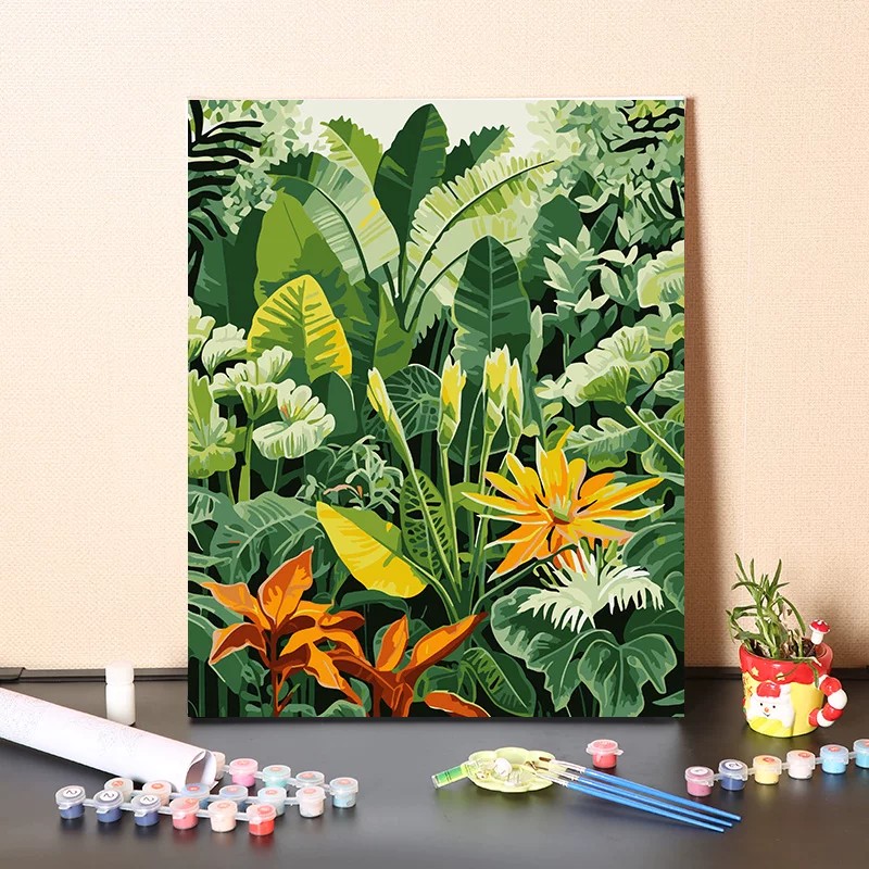 热带植物装饰画小众创意复古仿油画唯美简约高级感卧室客厅摆挂画