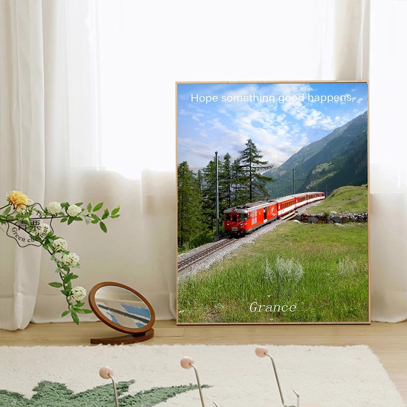 现代简约绿色艺术装饰画高清喷绘质感艺术小众高级卧室客厅摆挂画