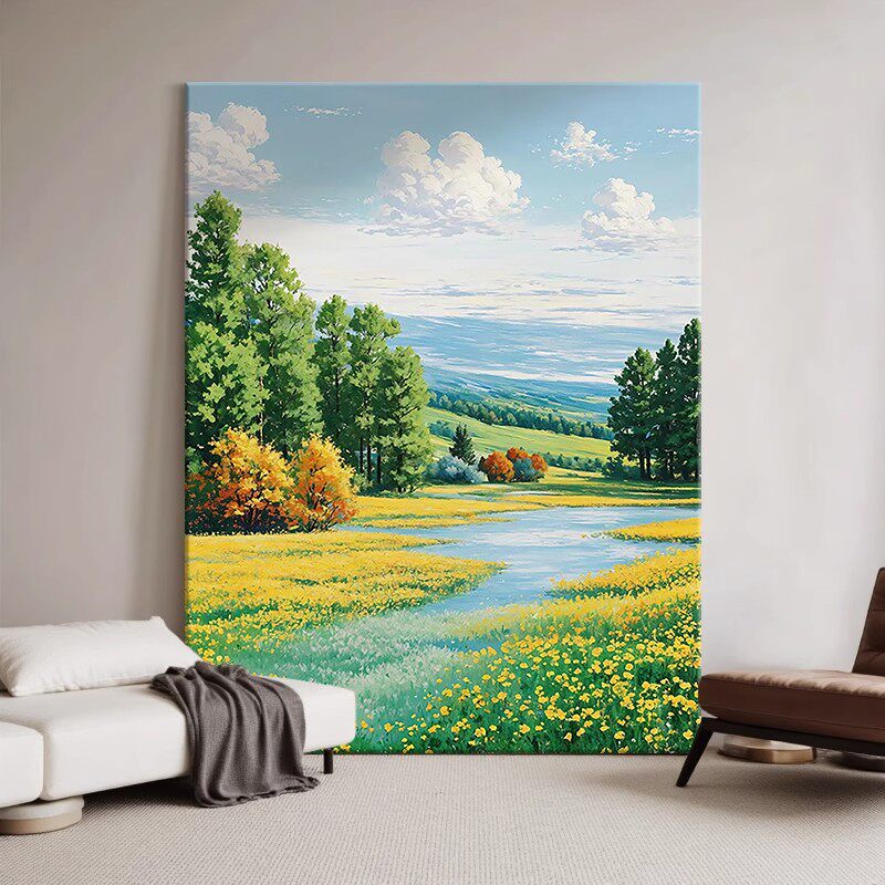 意式田园森林装饰画成品仿油画风景唯美治愈小清新卧室客厅摆挂画