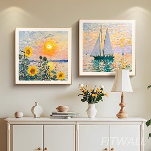 向阳而歌方形装 饰画仿油画风景成品唯美治愈高级感卧室客厅摆挂画