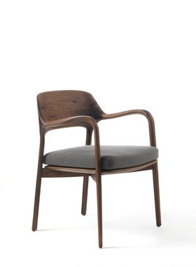 新品porada北美黑胡桃宋代美学扶手椅北欧设计师别墅家具定制椅子