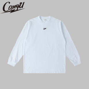 CarryU秋冬新款 T恤男圆领纯棉运动吸汗百搭健身 重磅280g长袖