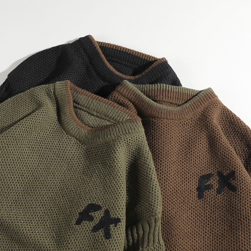 美式复古重磅圆领针织衫男