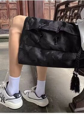 夏季薄款提花短裤男美式潮牌设计感运动休闲宽松大码直筒五分裤子