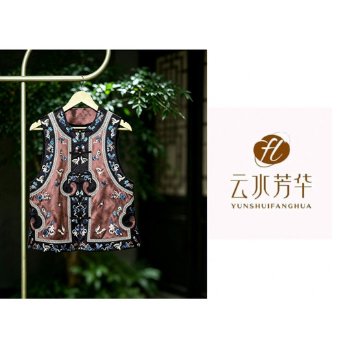 舒卷 芳华设计新中式醋酸刺绣马甲国风新款重工刺绣马甲FH-A0256