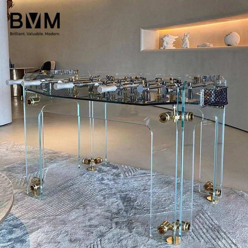 bvm透明钢化玻璃亚克力桌上足球机实木标准成人桌上足球台