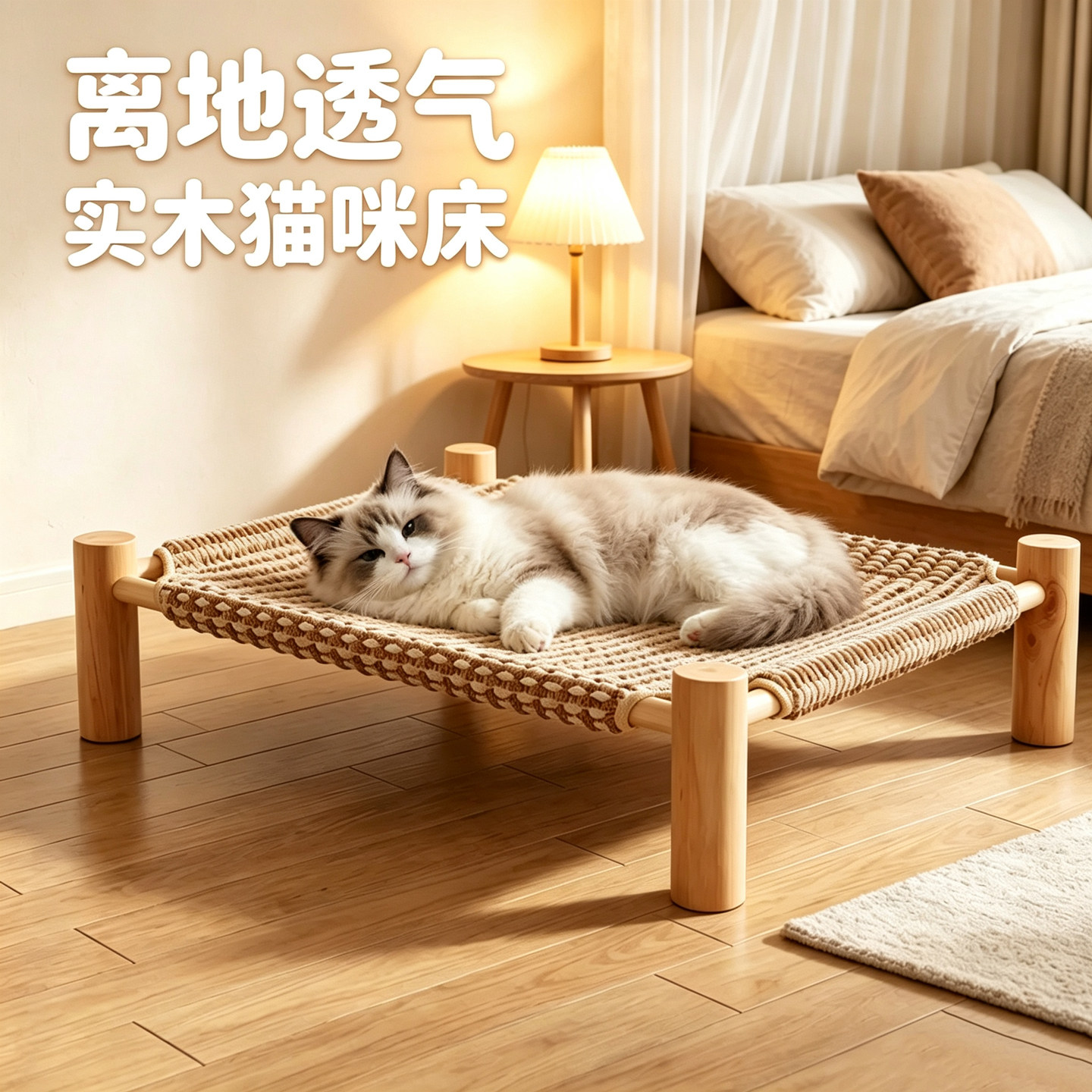 四季夏季离地防潮可拆洗猫吊床图片