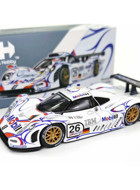 TH 1:64 保时捷911 GT1 1998年 26号勒芒冠军车 开盖合金汽车模型